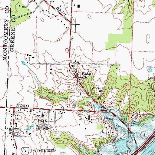 Topographic Map of Bath Church, OH