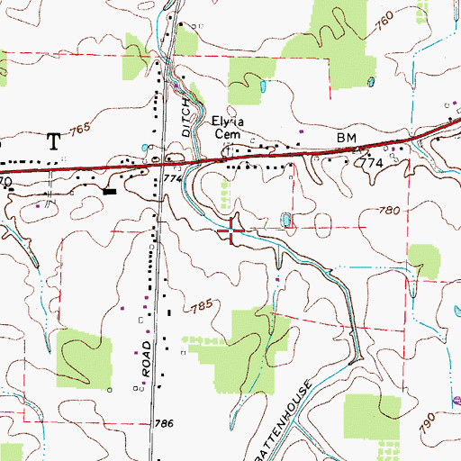 Topographic Map of Battenhouse Ditch, OH