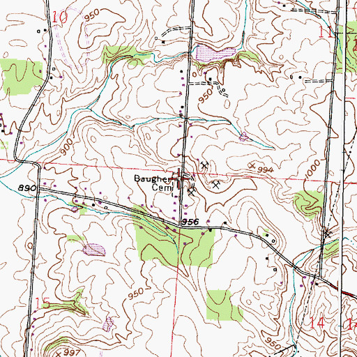 Topographic Map of Baugher Cemetery, OH