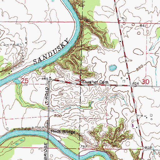 Topographic Map of Baugher Cemetery, OH
