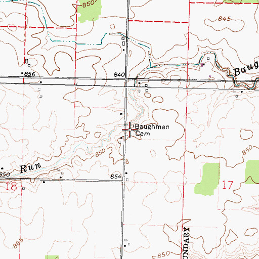 Topographic Map of Baughman Cemetery, OH