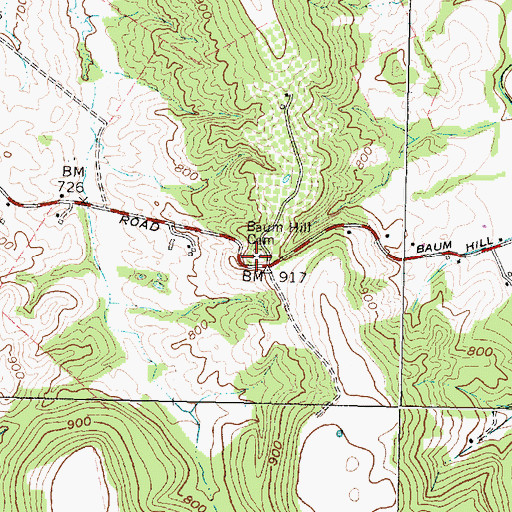 Topographic Map of Baum Hill Cemetery, OH