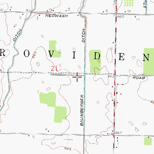 Topographic Map of Baumberger Ditch, OH