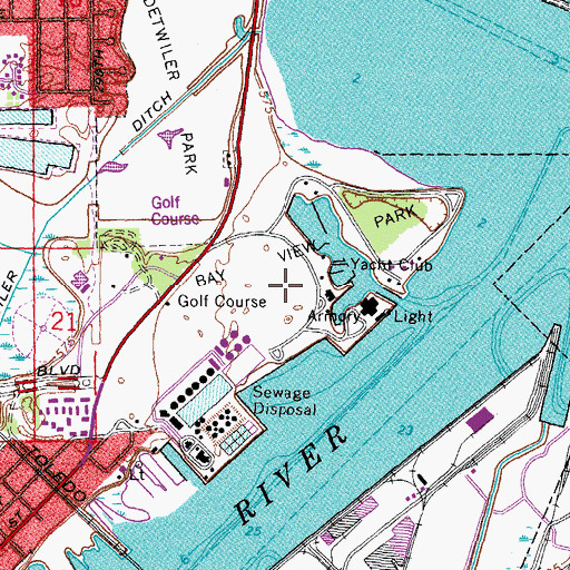 Topographic Map of Bay View Park, OH
