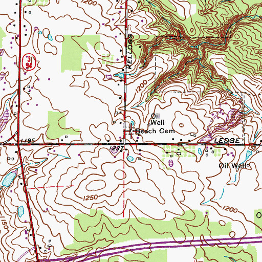 Topographic Map of Beach Cemetery, OH