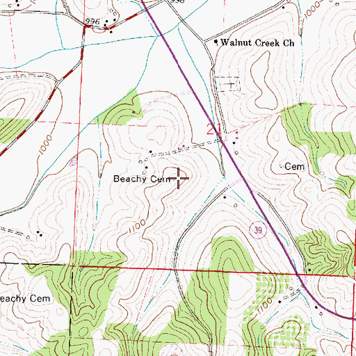 Topographic Map of Beachy Cemetery, OH