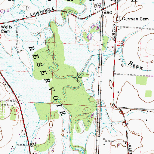 Topographic Map of Bean Creek, OH