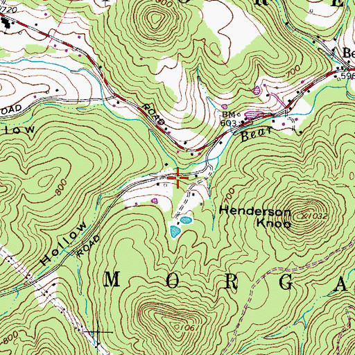 Topographic Map of Bean Hollow, OH