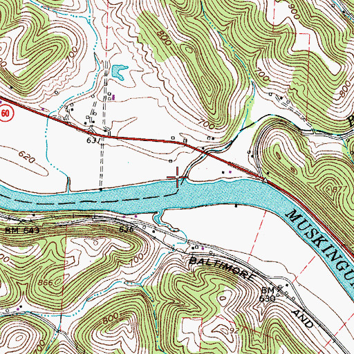 Topographic Map of Bear Creek, OH