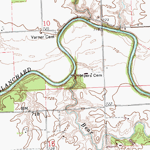 Topographic Map of Bear Creek, OH