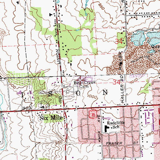 Topographic Map of Bear Creek Cemetery, OH