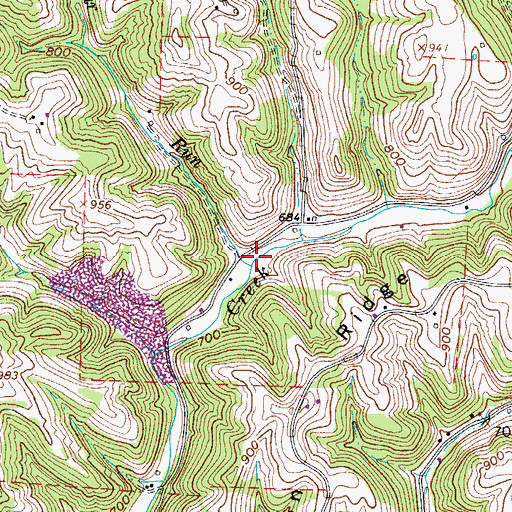 Topographic Map of Bear Run, OH