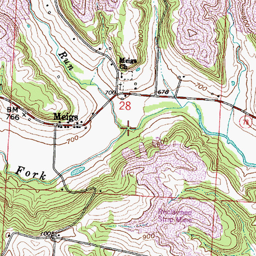 Topographic Map of Bear Run, OH