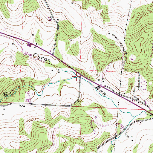 Topographic Map of Bear Run, OH