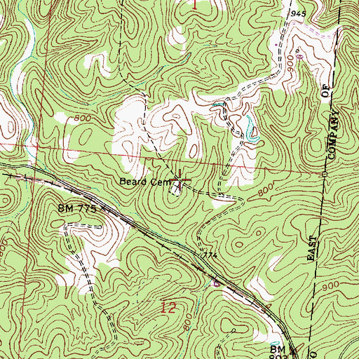 Topographic Map of Beard Cemetery, OH