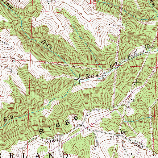 Topographic Map of Bearwallow Run, OH