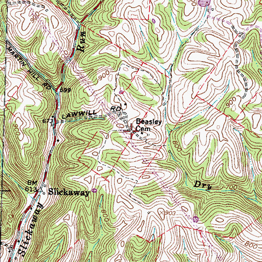 Topographic Map of Beasley Cemetery, OH
