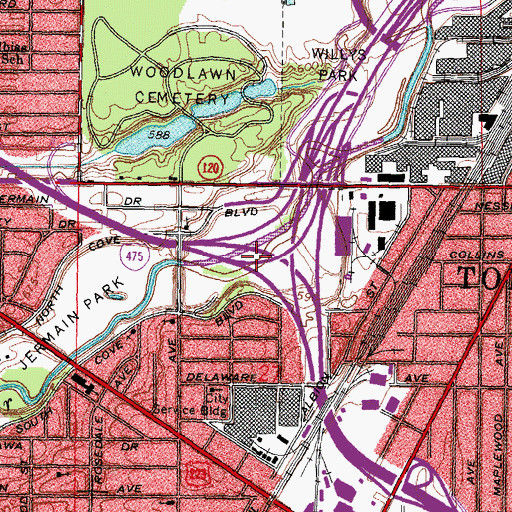 Topographic Map of Beatty Park, OH