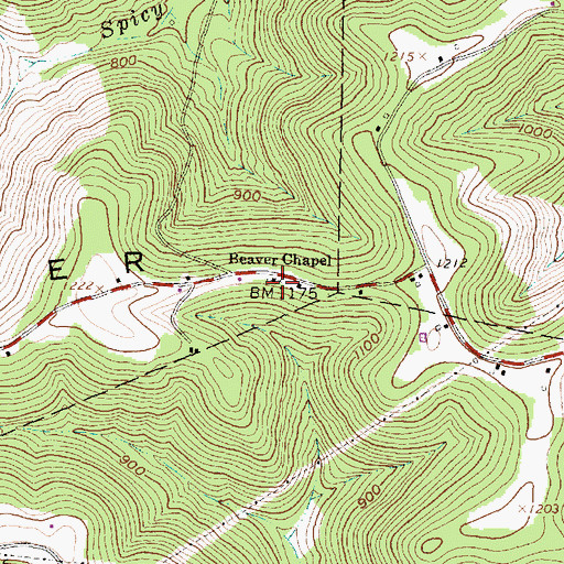 Topographic Map of Beaver Chapel, OH