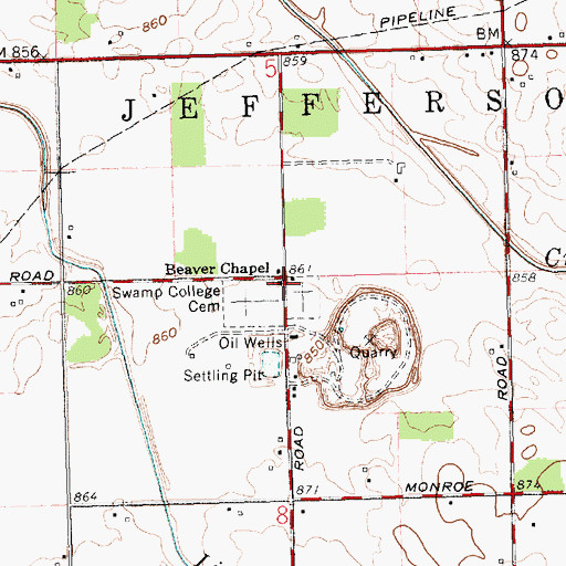 Topographic Map of Beaver Chapel, OH