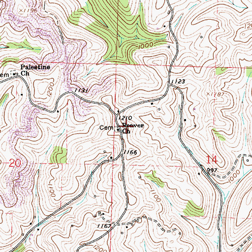 Topographic Map of Beaver Baptist Church, OH