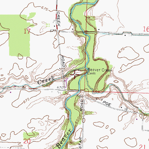 Topographic Map of Beaver Creek Cemetery, OH
