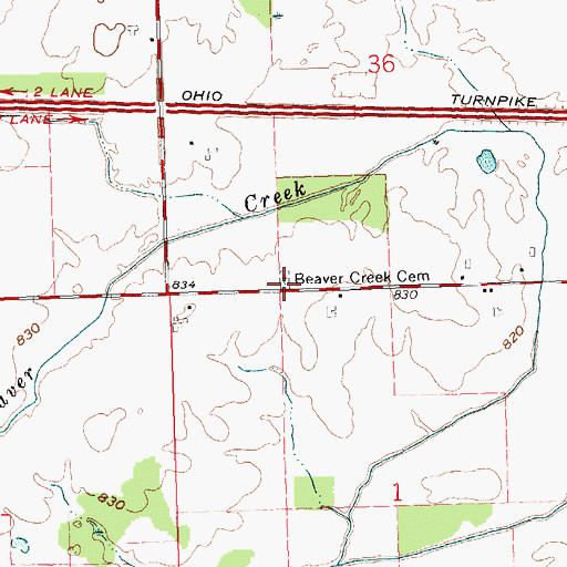 Topographic Map of Beaver Creek Cemetery, OH