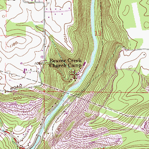 Topographic Map of Beaver Creek Church Camp, OH