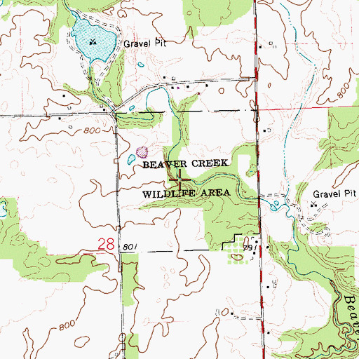 Topographic Map of Beaver Creek Wildlife Area, OH