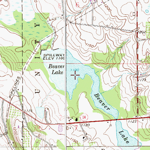 Topographic Map of Beaver Lake, OH