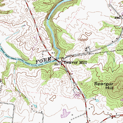 Topographic Map of Beaver Mill, OH