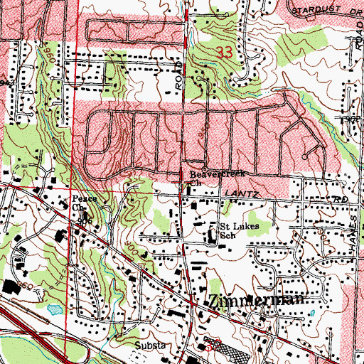 Topographic Map of Beavercreek Church, OH