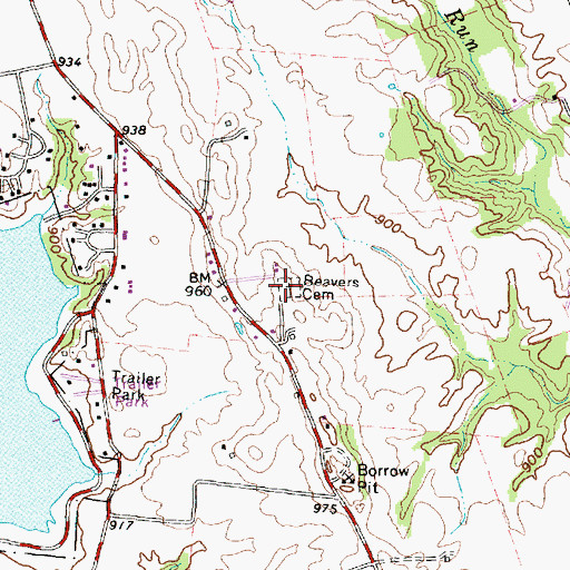 Topographic Map of Beavers Cemetery, OH