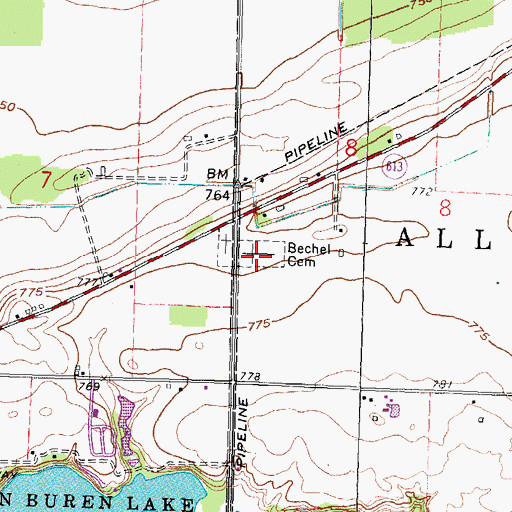 Topographic Map of Bechel Cemetery, OH