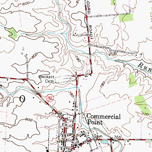 Topographic Map of Beckett Cemetery, OH