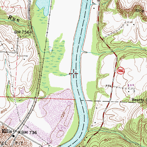 Topographic Map of Beech Run, OH