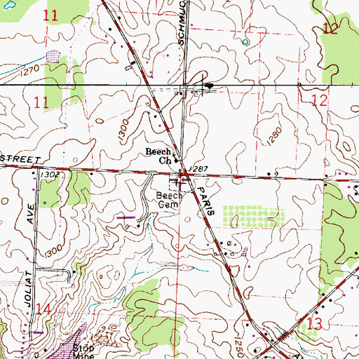 Topographic Map of Beech Cemetery, OH