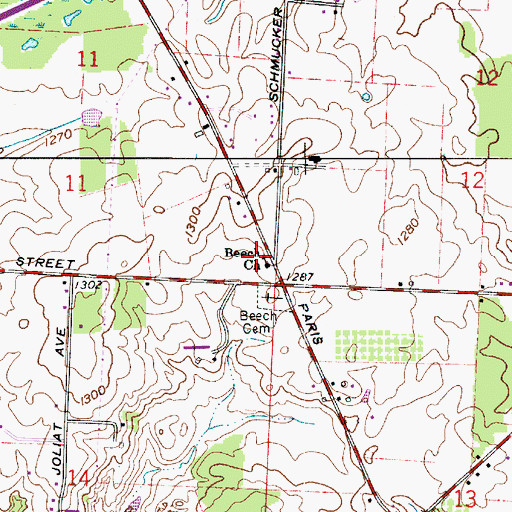 Topographic Map of Beech Mennonite Church, OH