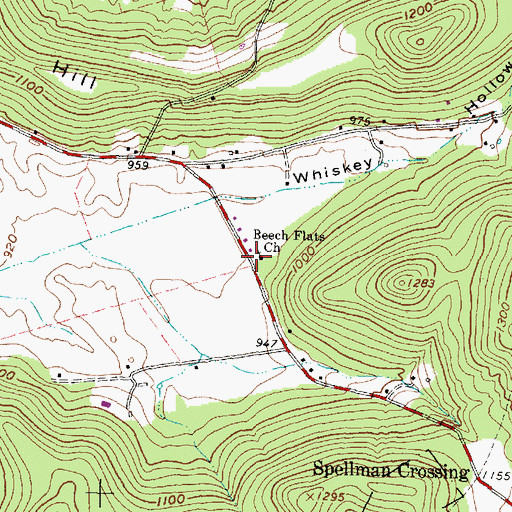 Topographic Map of Beech Flats Church, OH