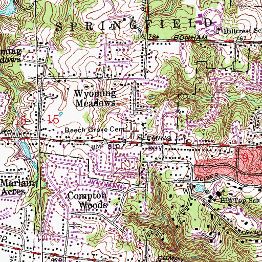 Topographic Map of Beech Grove Cemetery, OH