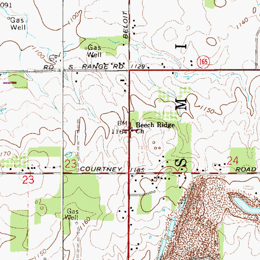 Topographic Map of Beech Ridge Church, OH