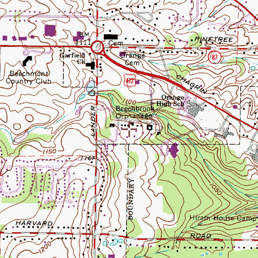 Topographic Map of Beechbrook Orphanage, OH