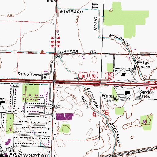 Topographic Map of Beecher Ditch, OH