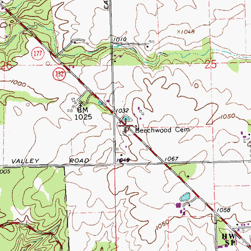 Topographic Map of Beechwood Cemetery, OH
