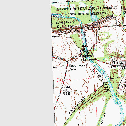 Topographic Map of Beechwood Cemetery, OH