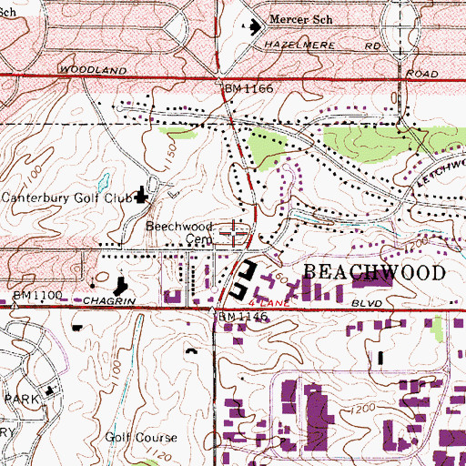 Topographic Map of Beechwood Cemetery, OH