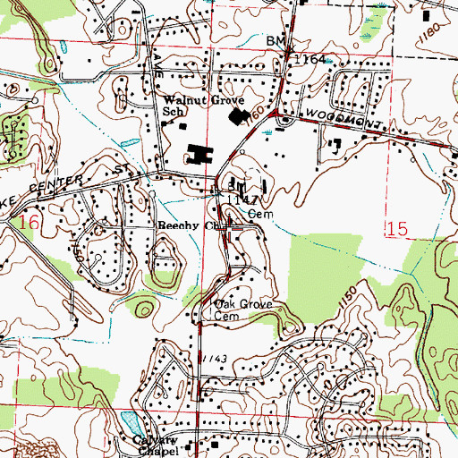 Topographic Map of Beechy Church, OH