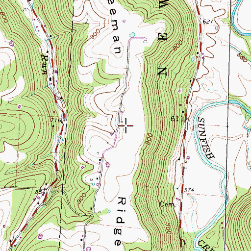 Topographic Map of Beeman Ridge, OH