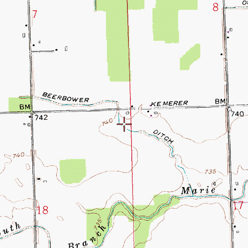 Topographic Map of Beerbower Ditch, OH