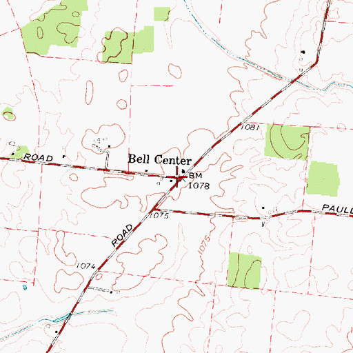 Topographic Map of Bell Center, OH